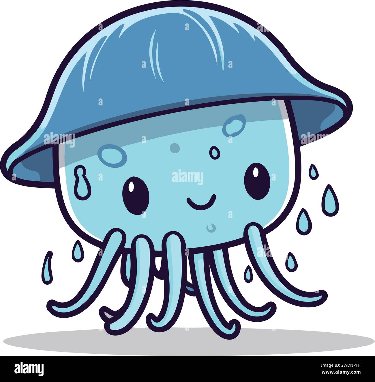 Jellyfish cartoon character vector illustration. Cute cartoon jellyfish ...