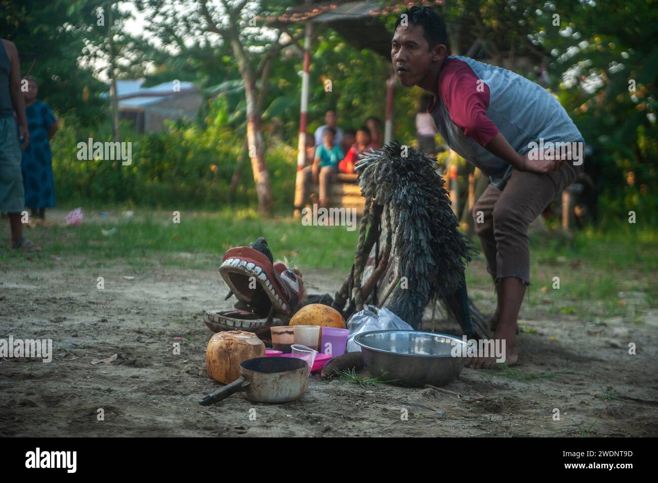 Medan, Indonesia. 21st Jan, 2024. Indigenous Javanese men are acting as ...