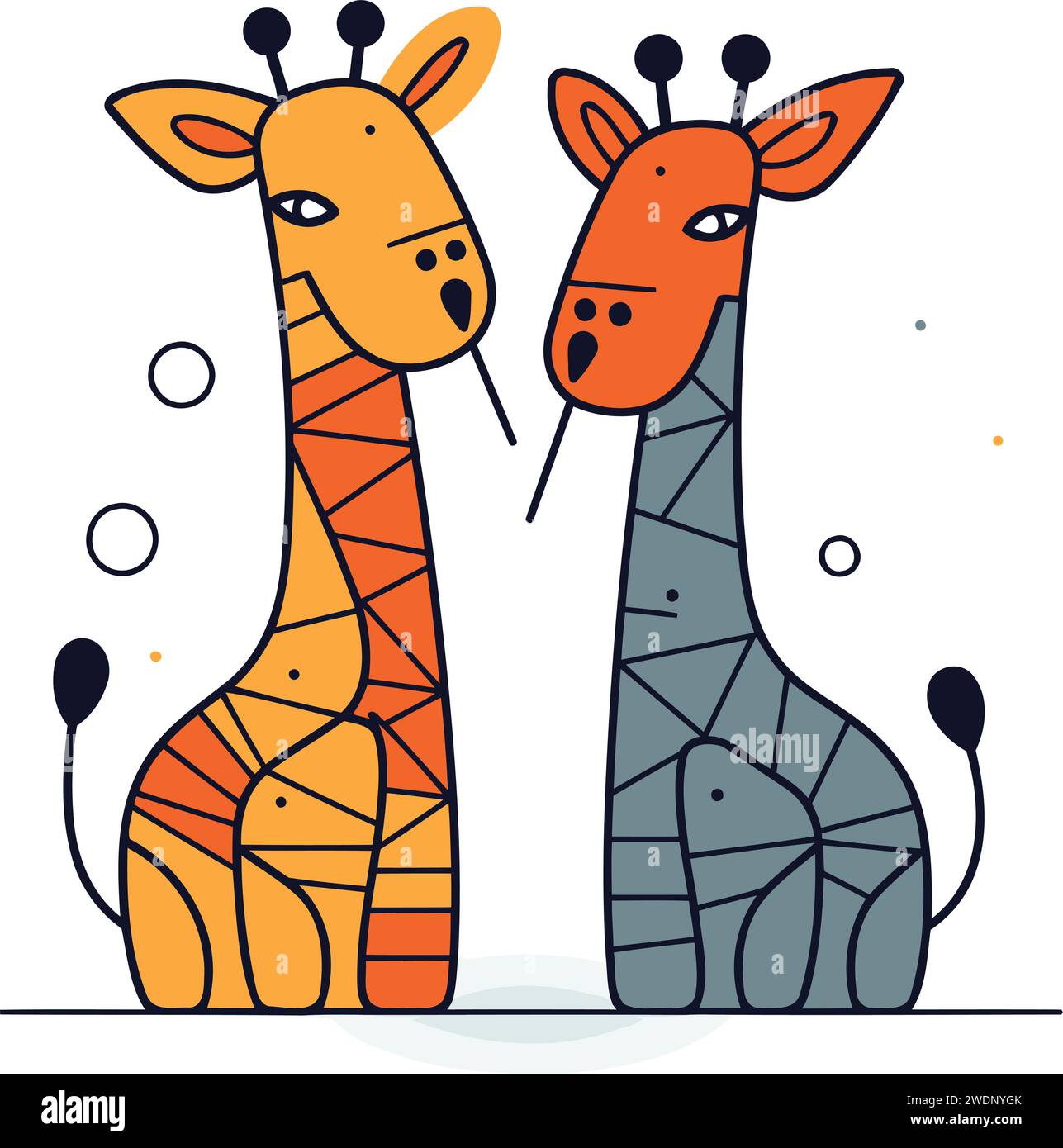 Vector illustration of two cute giraffes in trendy flat style Stock ...