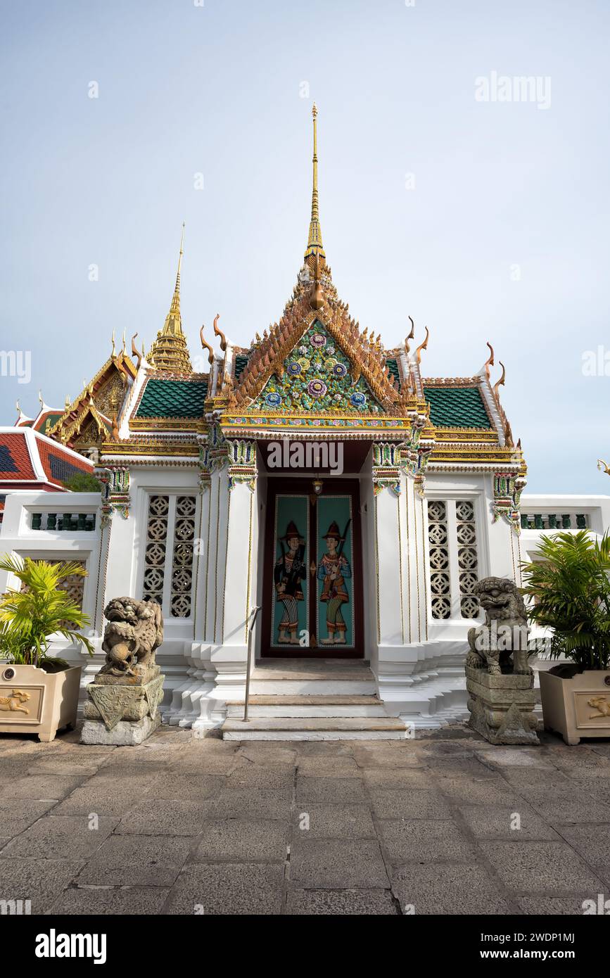 Artistic architecture and culture activities in The Grand Place, Bangkok, Thailand - The atmosphere and visitors in the Grand Palace temple with visit Stock Photo