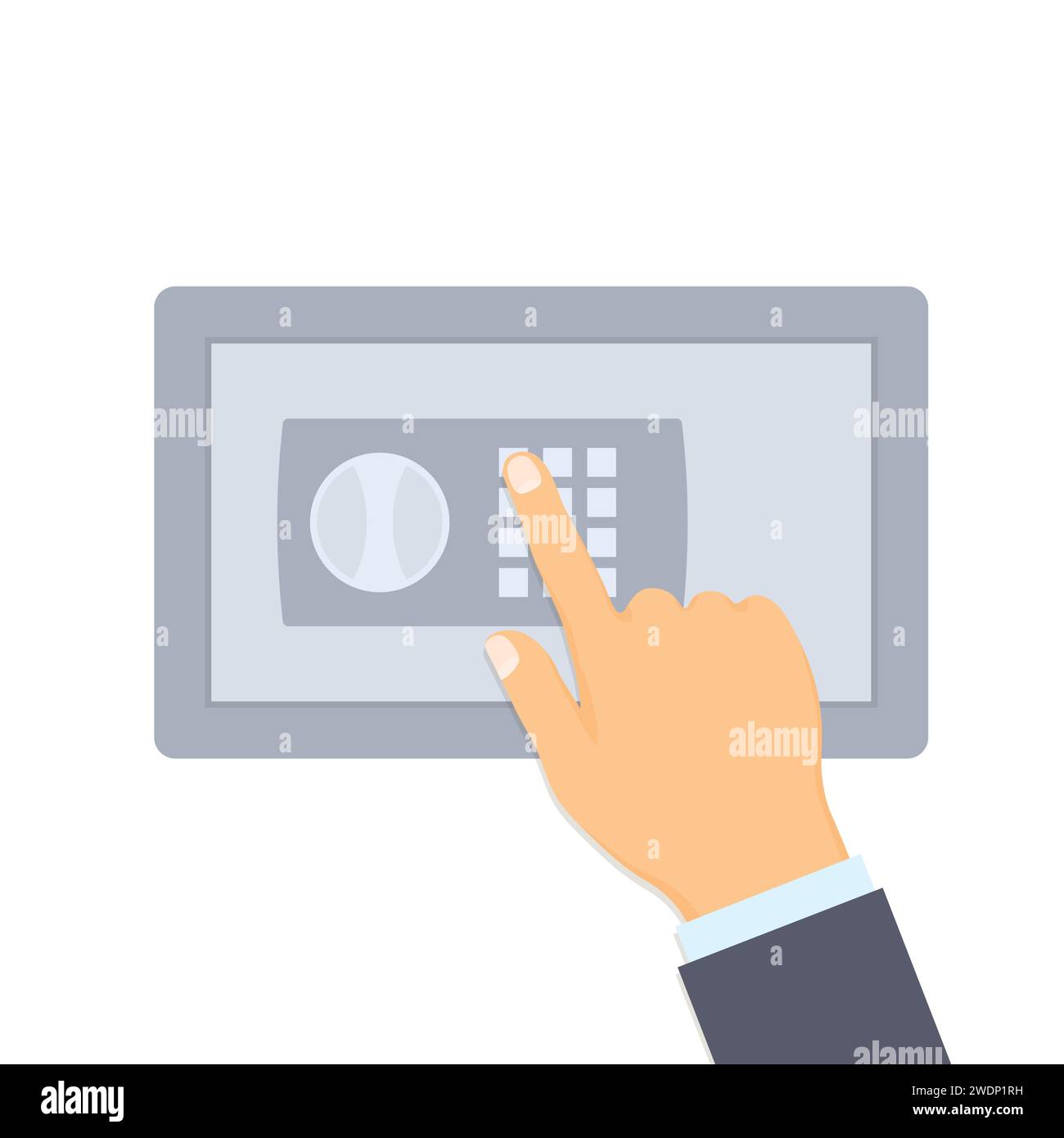 hand press number password on the safe - vector illustration Stock Vector