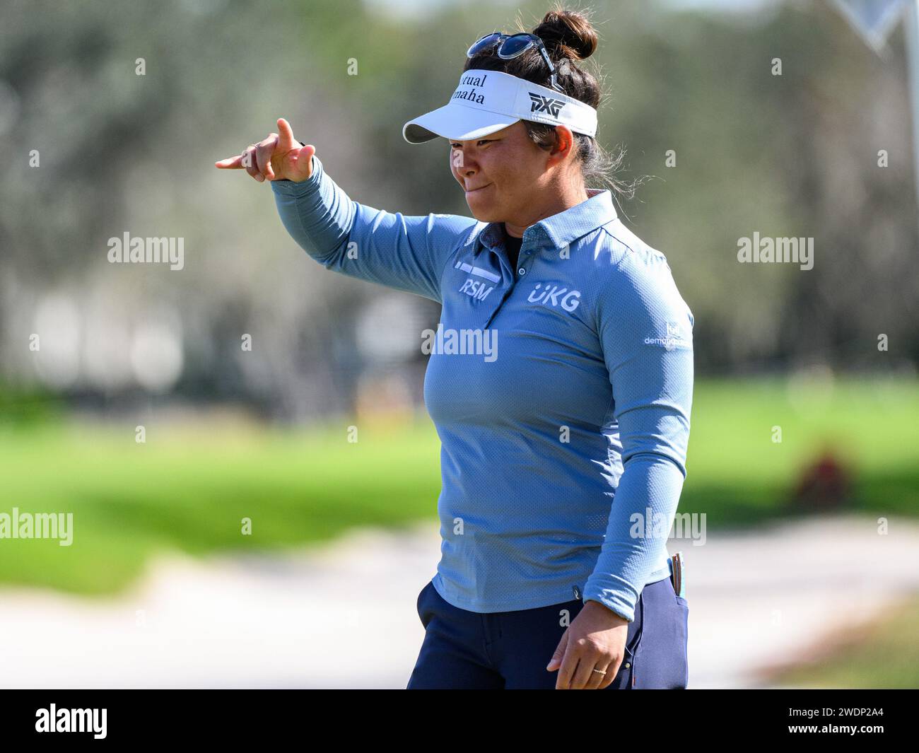 Orlando, FL, USA. 21st Jan, 2024. Megan Khang on the 18th green during