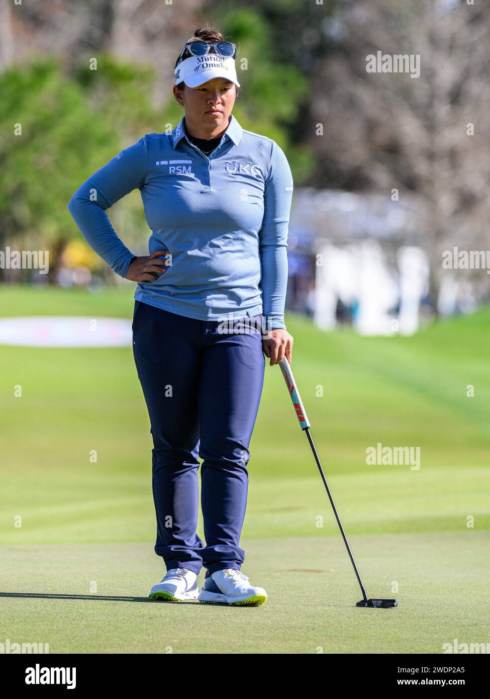 Orlando, FL, USA. 21st Jan, 2024. Megan Khang on the 18th green during