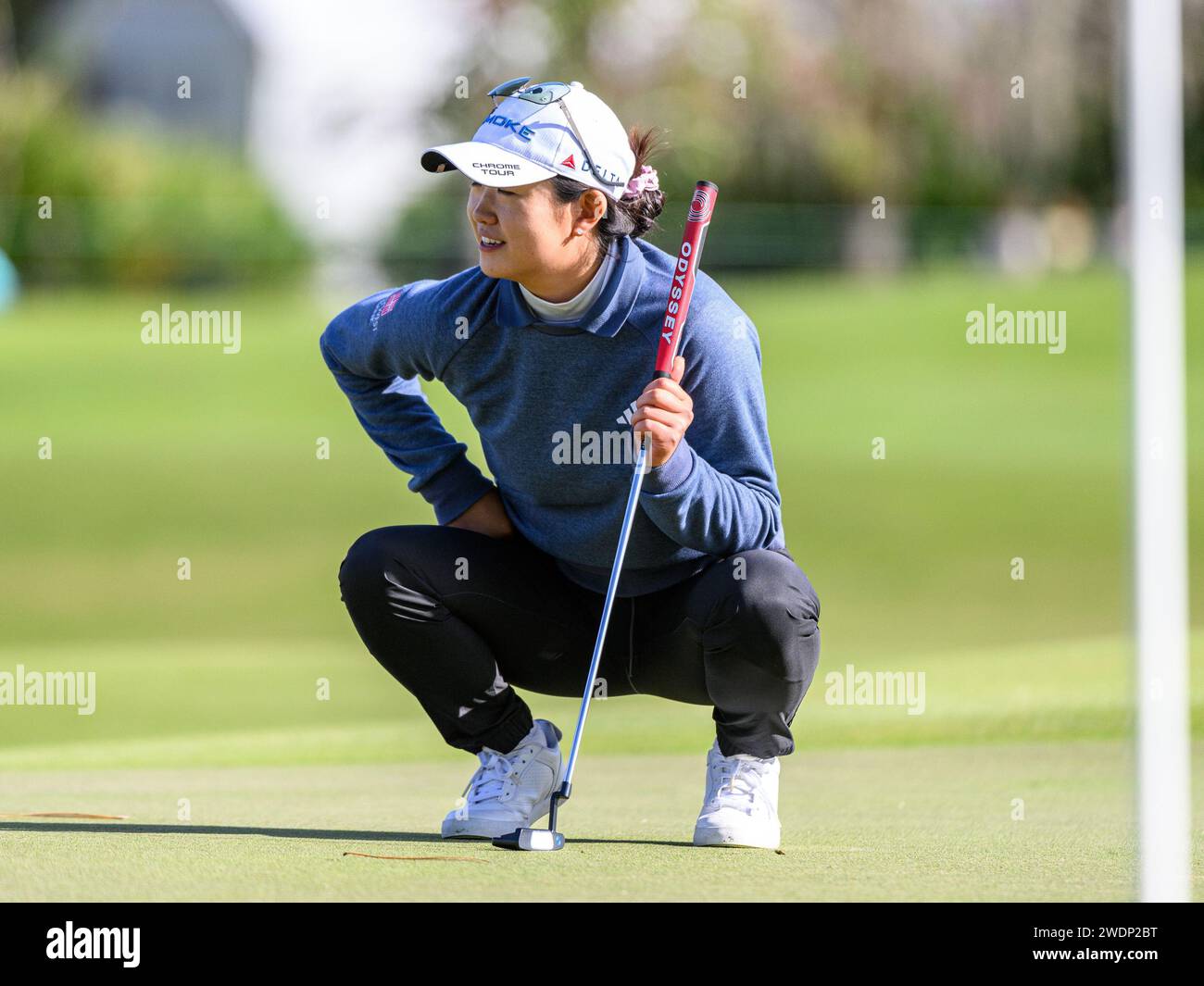 Orlando, FL, USA. 21st Jan, 2024. Rose Zhang on the 18th green during