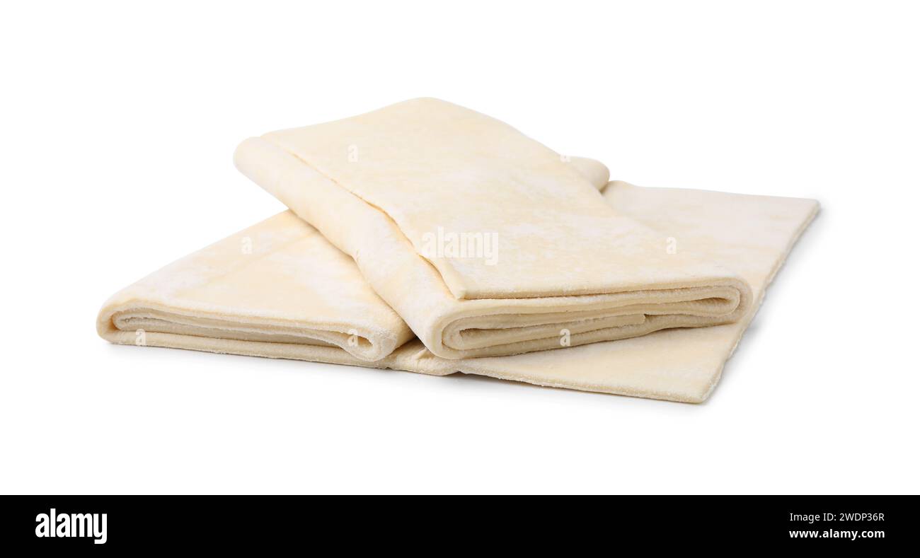 Raw puff pastry dough isolated on white Stock Photo - Alamy