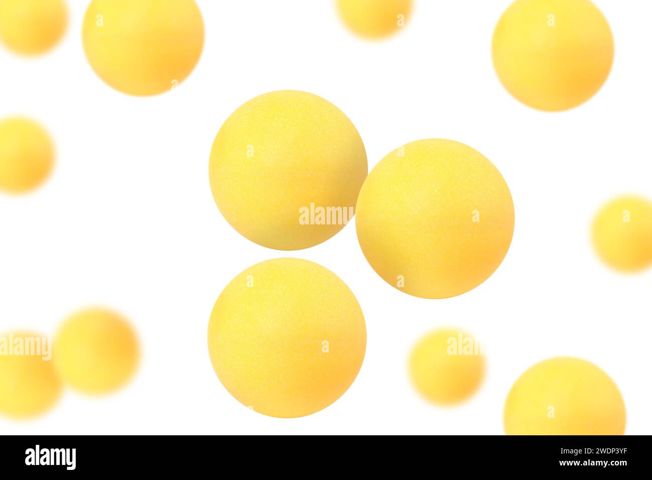 Many table tennis balls flying on white background Stock Photo Alamy