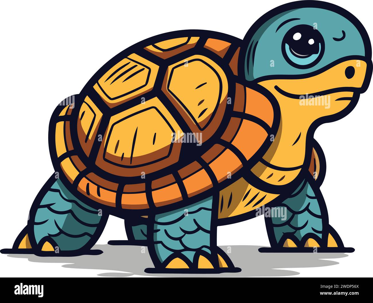 Turtle cartoon mascot vector illustration. Cute sea turtle character
