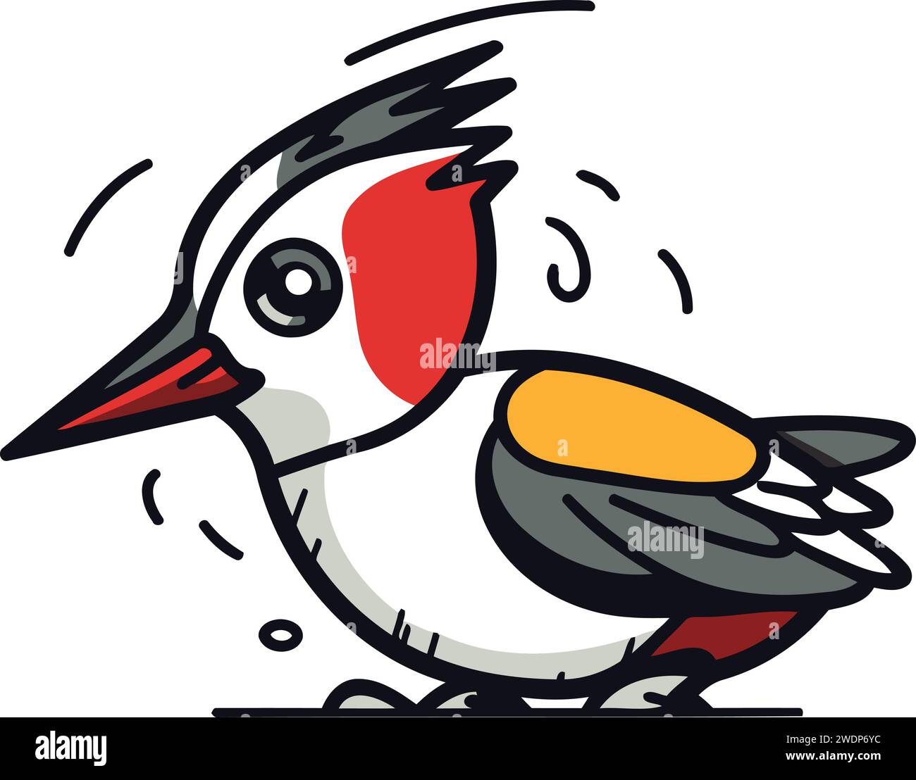 Cute cartoon woodpecker. Vector illustration isolated on white