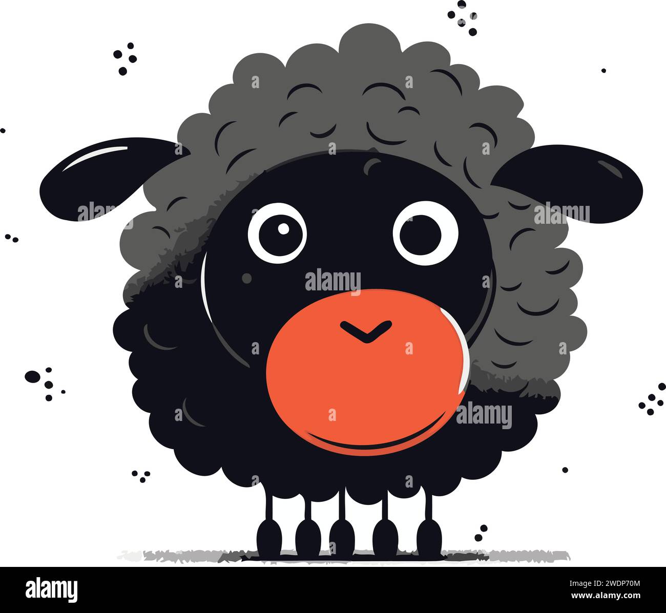 Cute cartoon black sheep on a white background. Vector illustration. Stock Vector