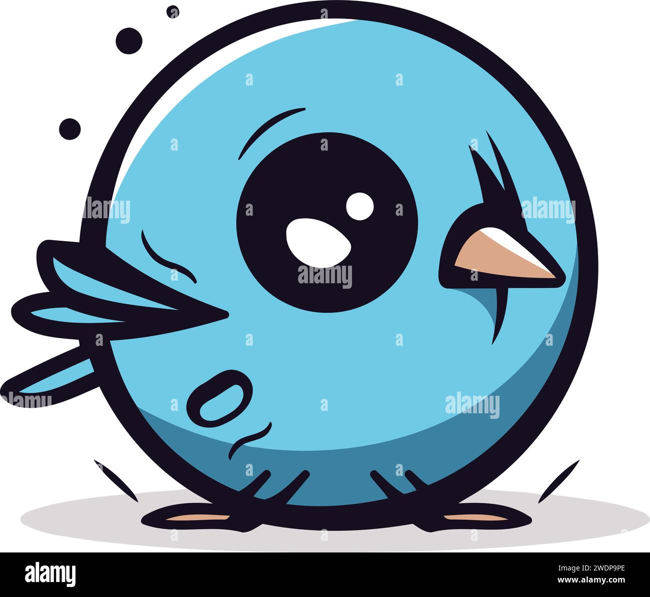 Cute Blue Bird Cartoon Mascot Character Vector Illustration. Stock Vector