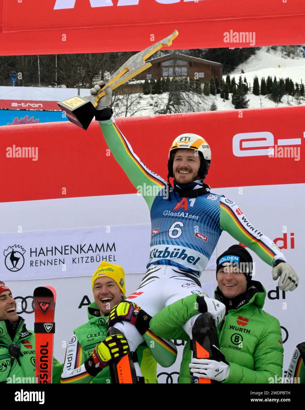 KITZBUEHEL, Austria. , . Linus STRASSER of Germany wins the Slalom race ...