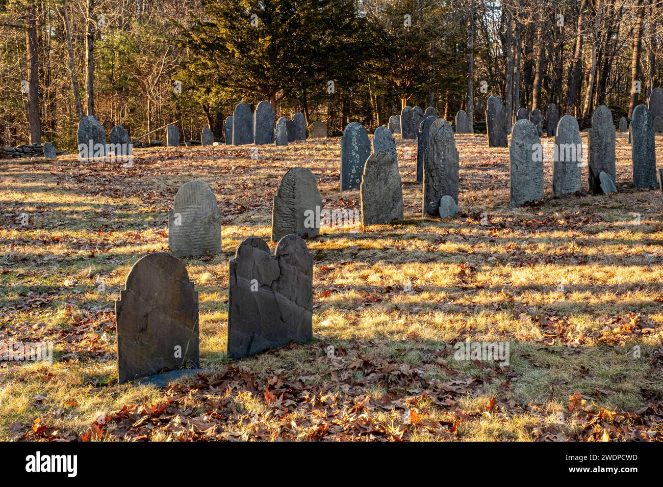 The Meeting House Hill Cemetery in Princeton, Massachusetts Stock Photo