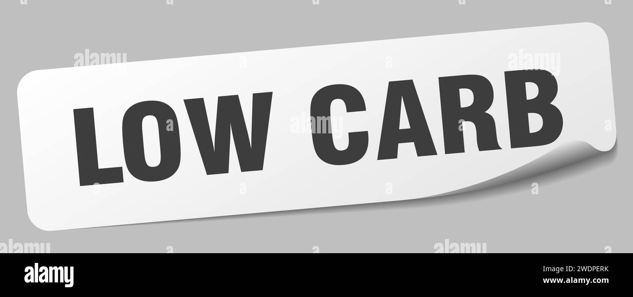 low carb sticker. low carb rectangular label isolated on white