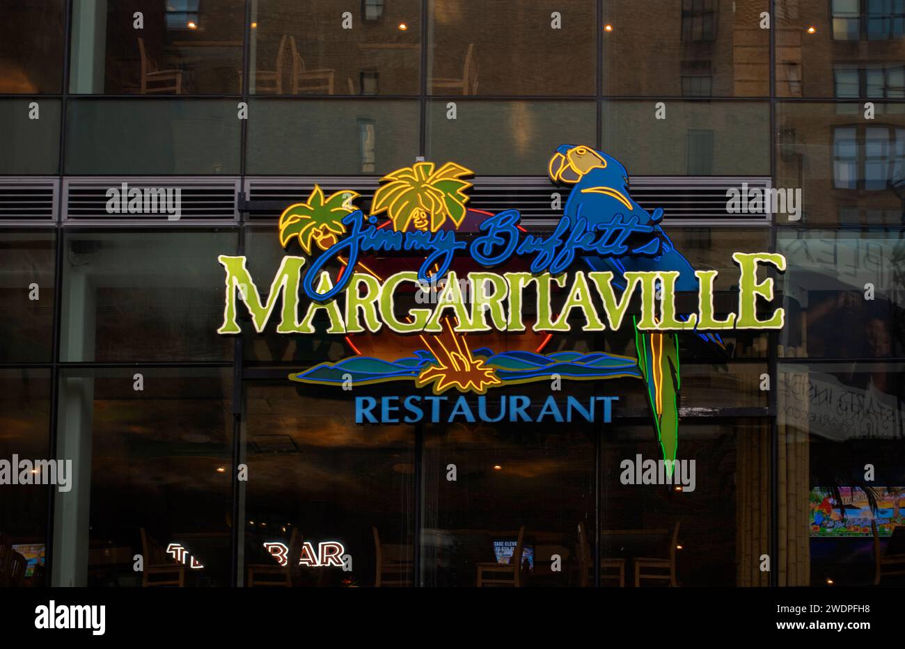 Jimmy Buffett's Margaritaville restaurant and resort in times square Manhattan NYC Stock Photo