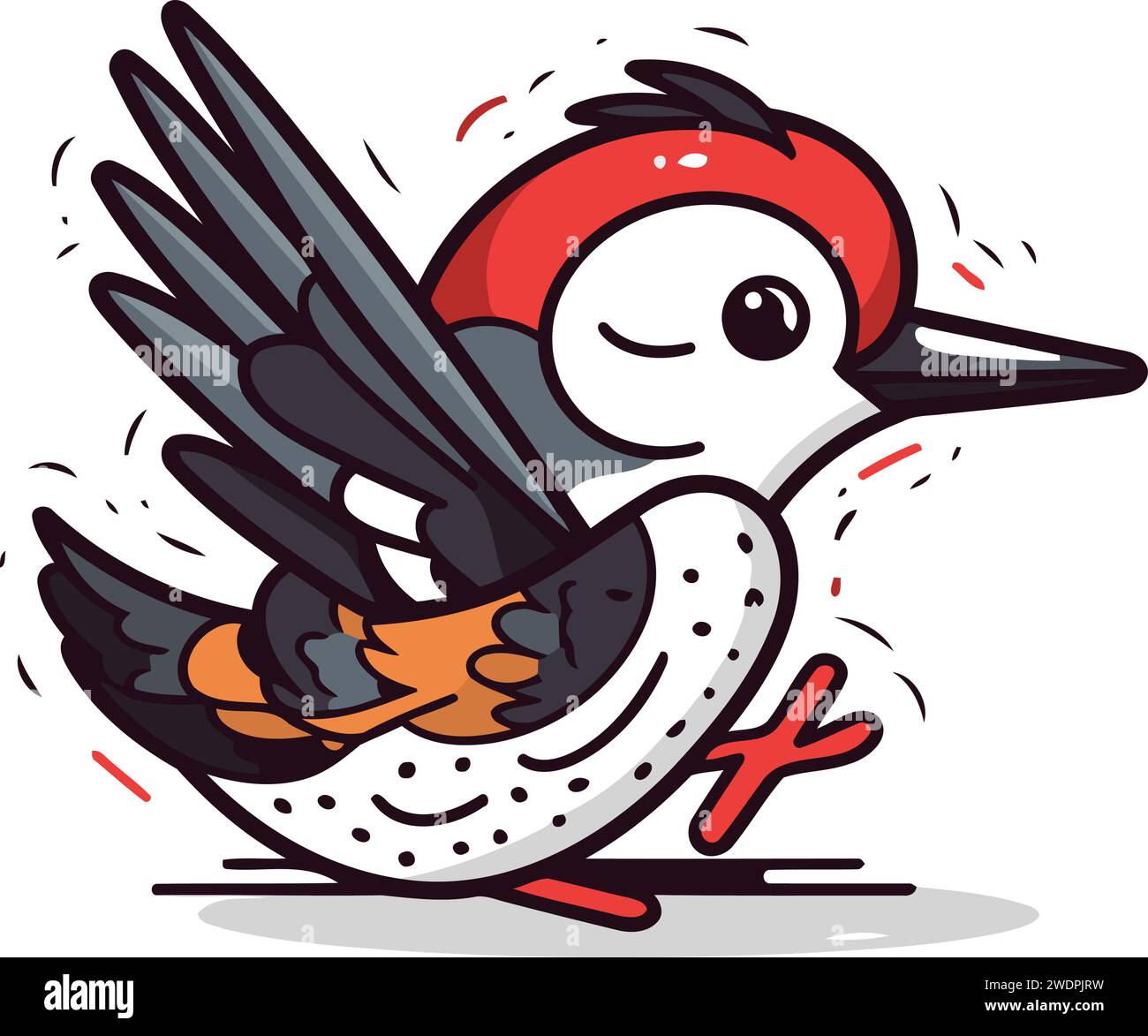 Cute Woodpecker Bird Cartoon Mascot Character Vector Illustration Stock