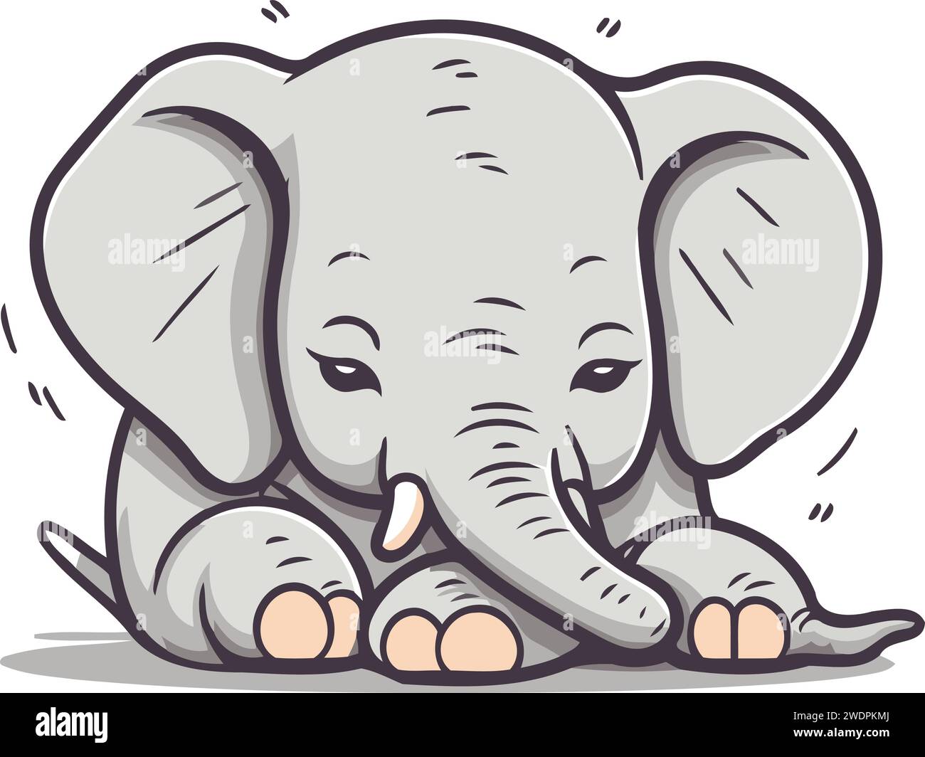 Cute elephant vector illustration. Isolated on a white background Stock ...