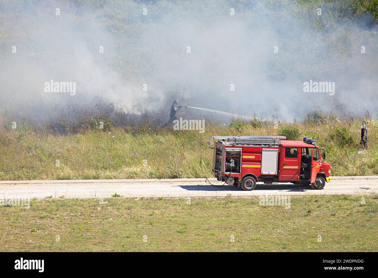 ignition of dry grass in the hot summer Stock Photo Alamy