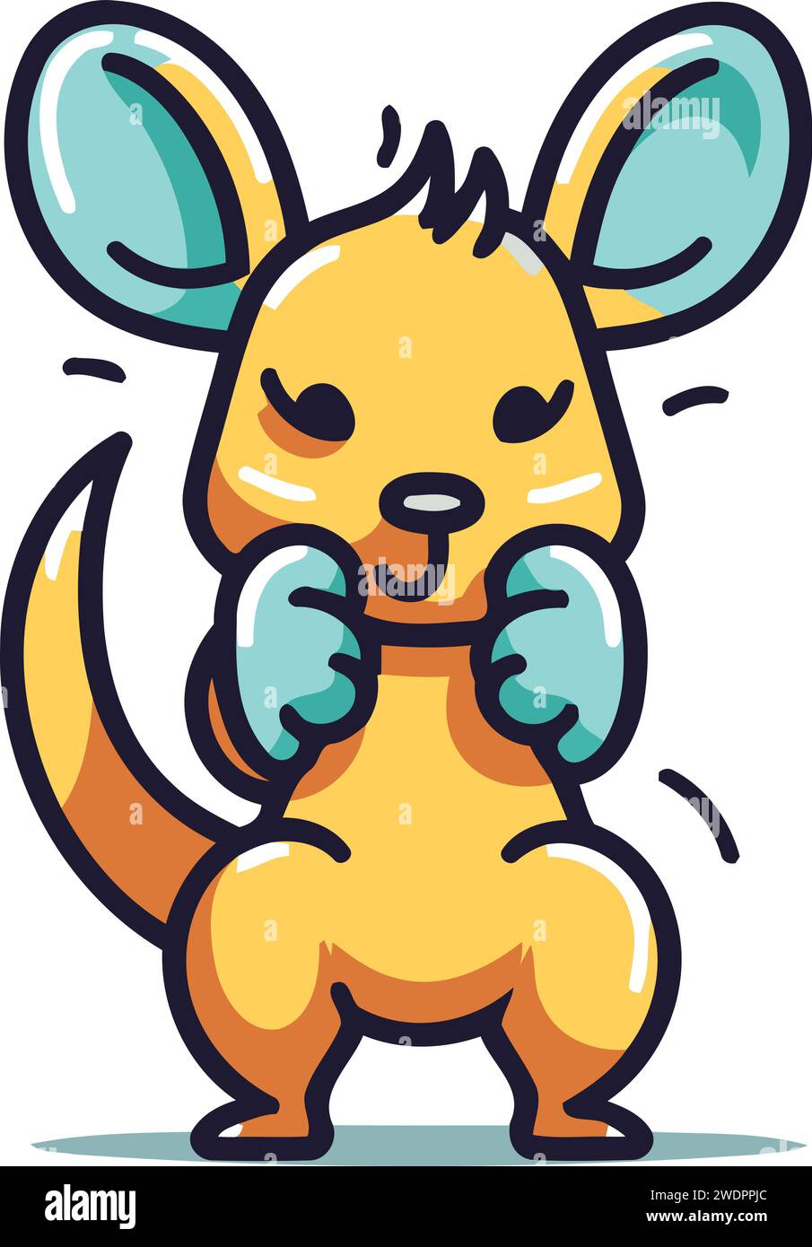 Cute kawaii cartoon kangaroo. Vector illustration Stock Vector Image ...