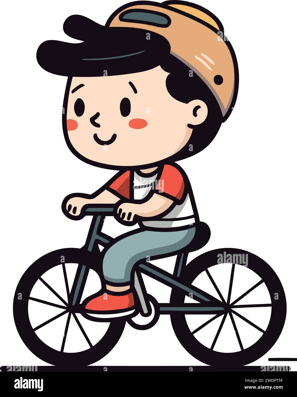 Boy riding a bicycle. Vector illustration of a boy on a bicycle Stock ...