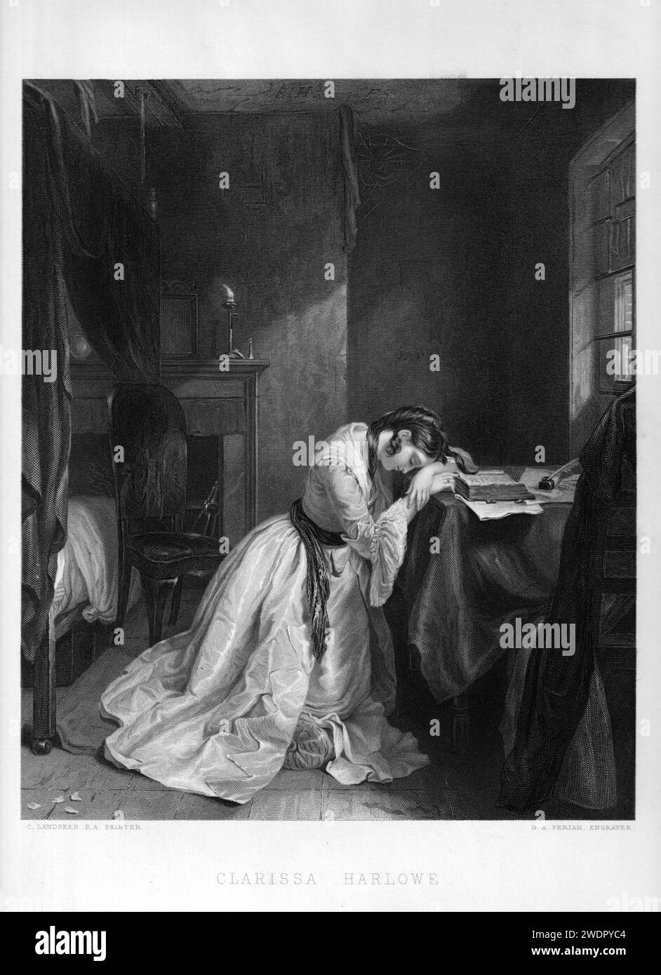 Clarissa Harlowe engraving by Austen Periam (18011858) after