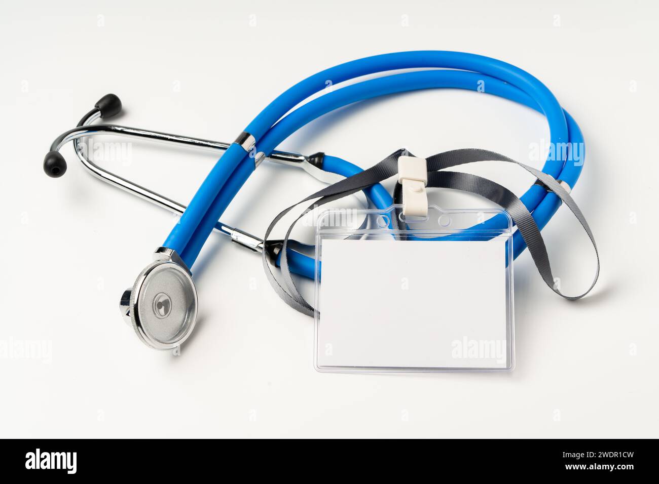 Blank badge and stethoscope on white background Stock Photo - Alamy
