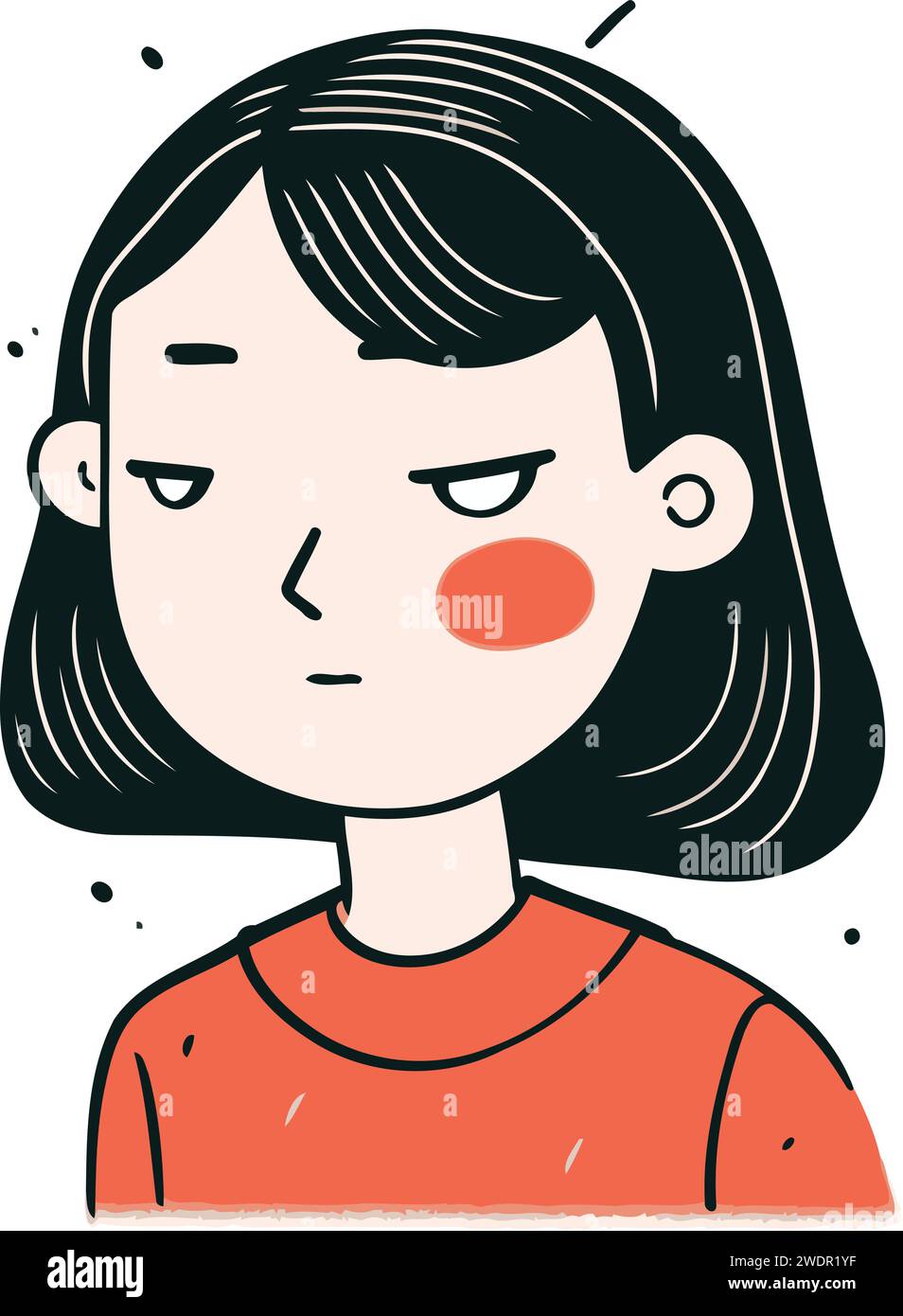 Illustration of a woman with an angry facial expression. Vector ...