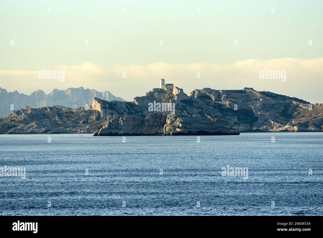 Ile de Pomègues, island, Semaphore de Pomègues, lighthouse, Marseille, Bouches-du-Rhône department, Provence, France Stock Photo