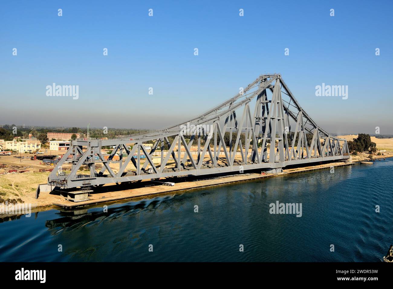 El-Ferdan-railway bridge, swing bridge, Suez-Canal, near Ismailia, Egypt Stock Photo