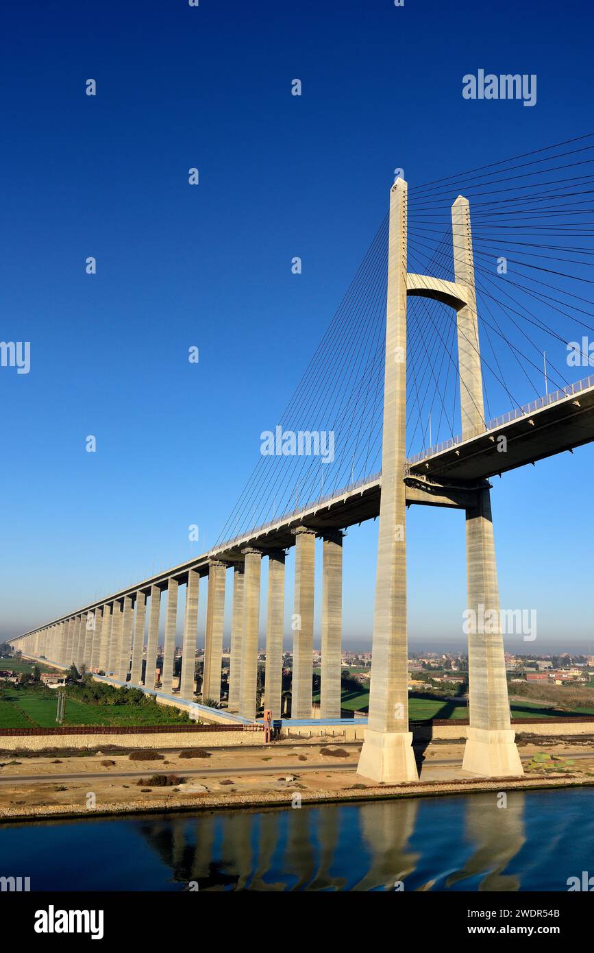 Suez Canal Bridge, near El Quantara, Suez Canal, Eypt Stock Photo