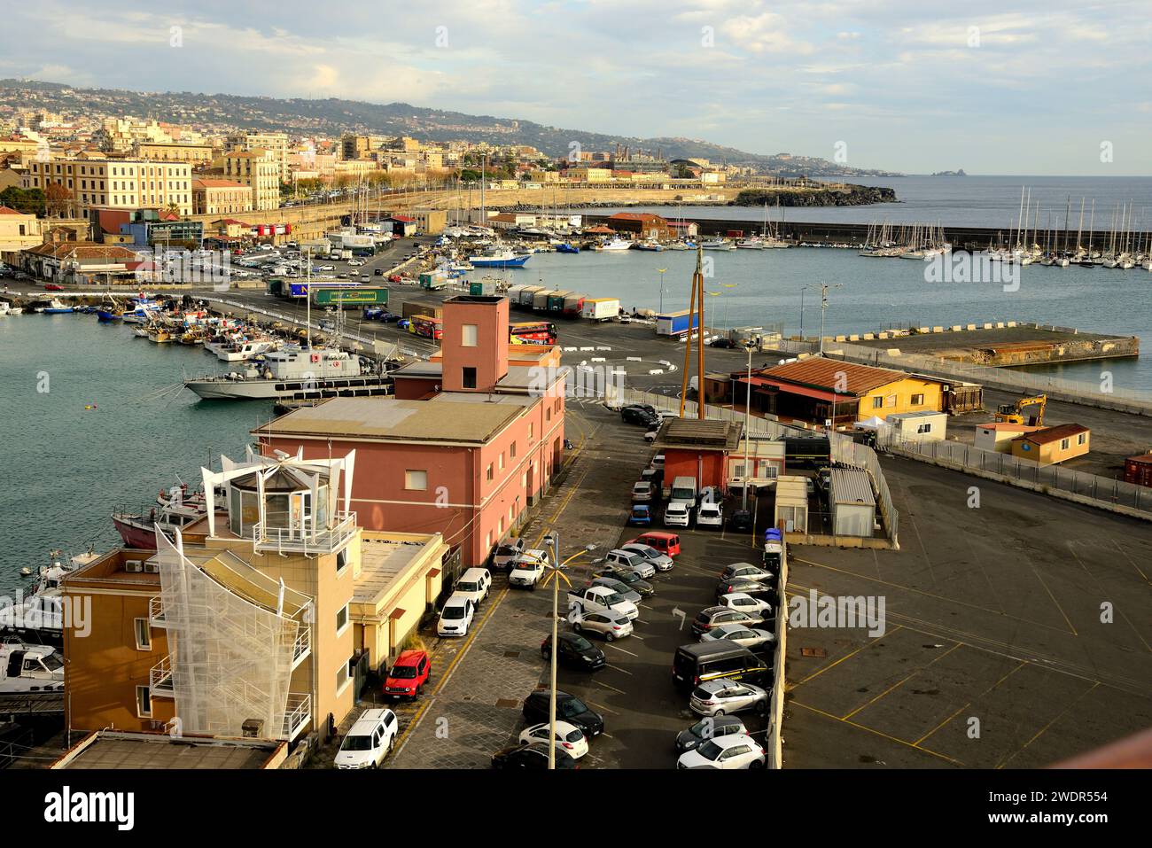 Catania, city, harbour, boats, Sicily, Mediterreanean Sea, Italy Stock Photo