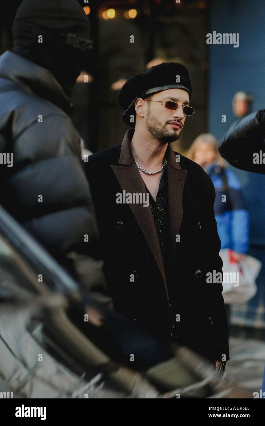 paris-france-18th-jan-2024-street-style-soolking-arriving-at-amiri