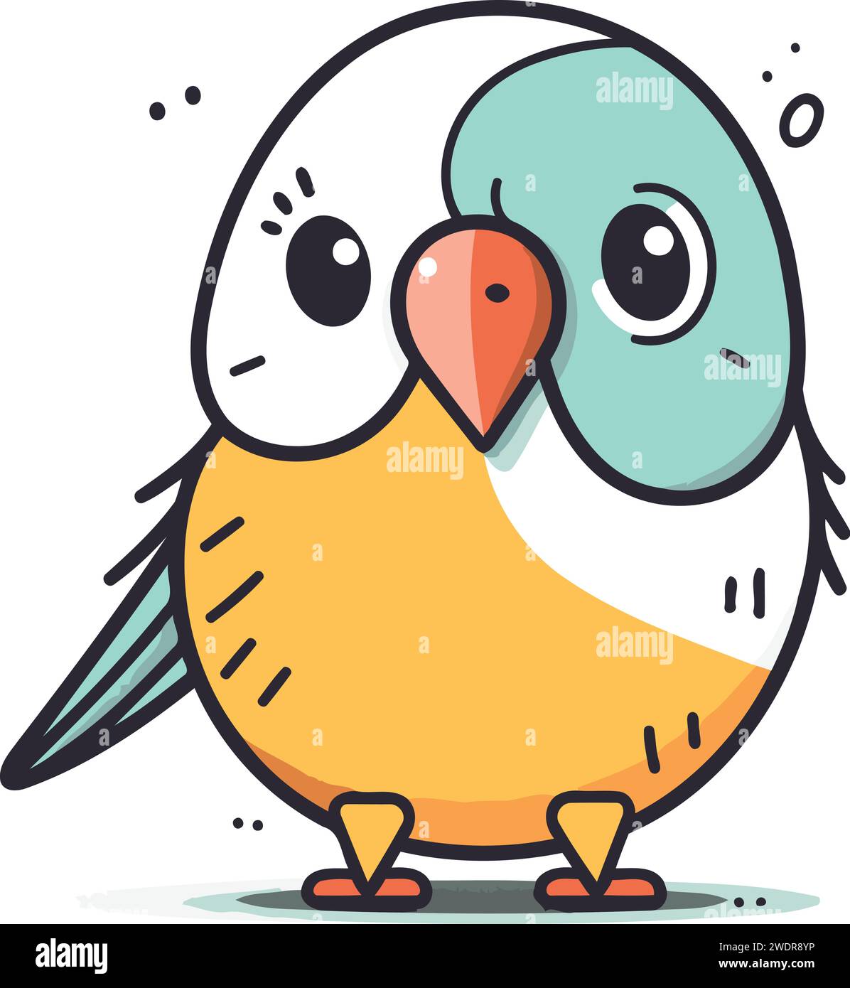 Cute cartoon parrot. Vector illustration. Isolated on white background ...