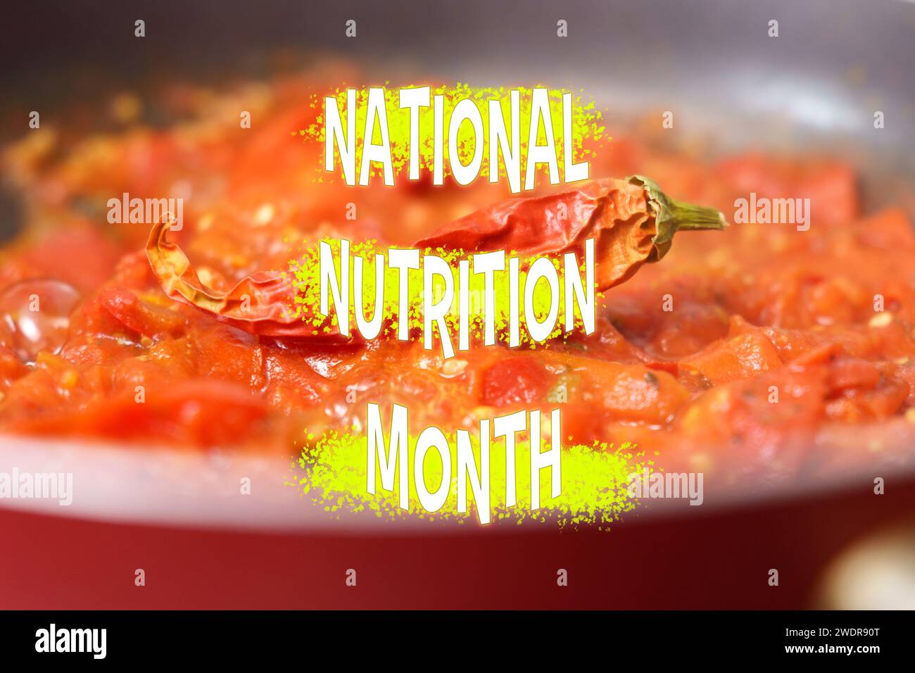 Celebrating National Nutrition Month With Vibrant Tomato-Based Dish in Focus Stock Photo
