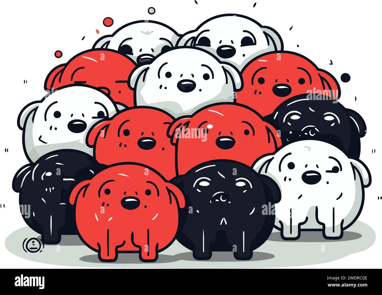 Cute cartoon dog. Vector illustration of a group of dogs. Stock Vector