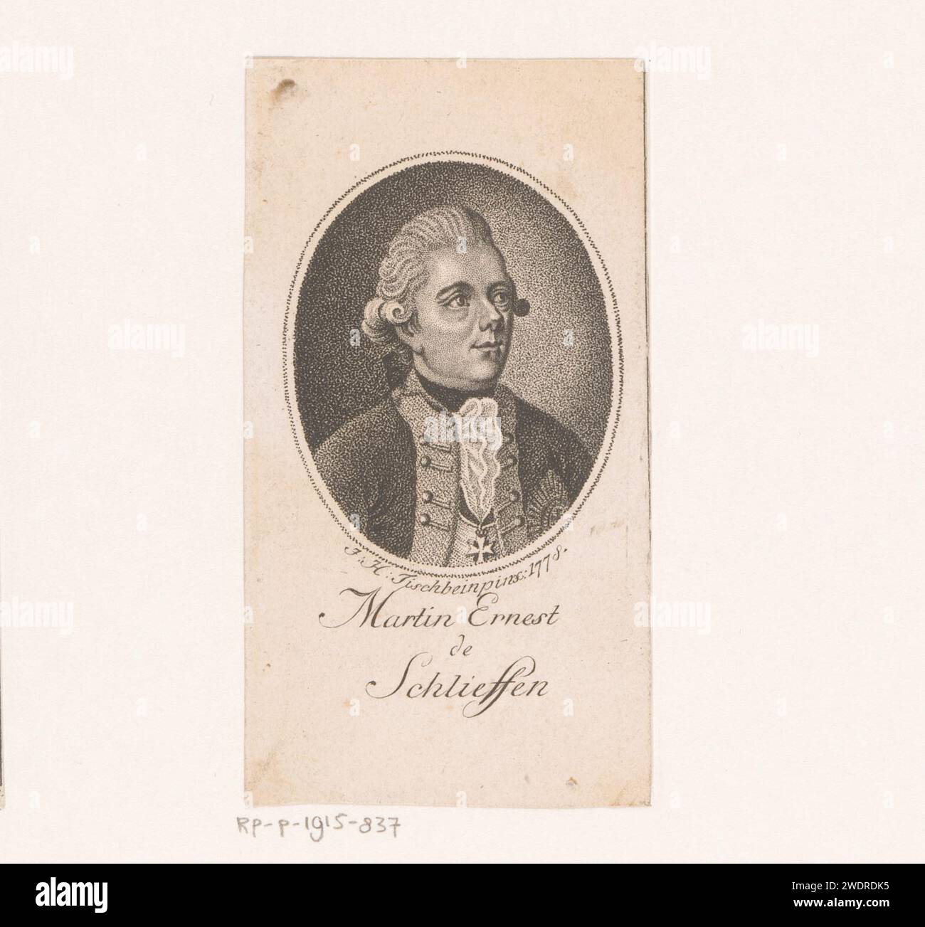 Portrait van Martin Ernst von Schlieffen, Gotthelf Wilhelm Weise (Possibly), after Johann Heinrich Tischbein (1722-1789), 1778 - 1810 print  Germany paper engraving historical persons Stock Photo