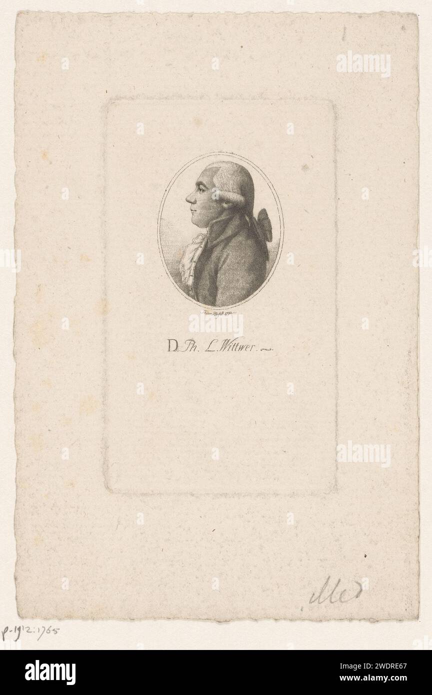 Portrait van Philipp Ludwig Wittwer, Leonhard Heinrich Hessell, 1790 print   paper  historical persons Stock Photo