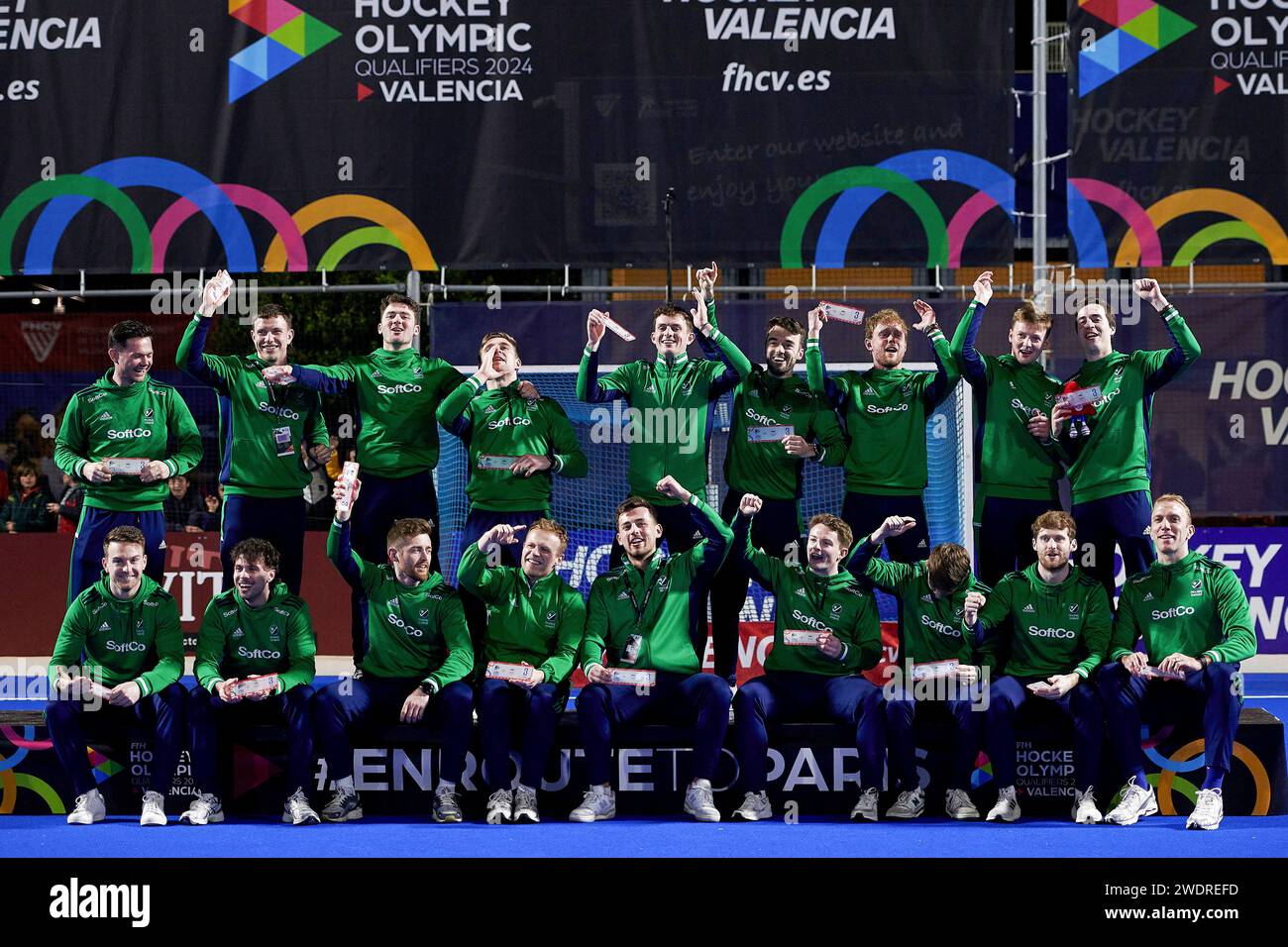 Valencia, Spain. 21st Jan, 2024. Players of Ireland celebrate after the