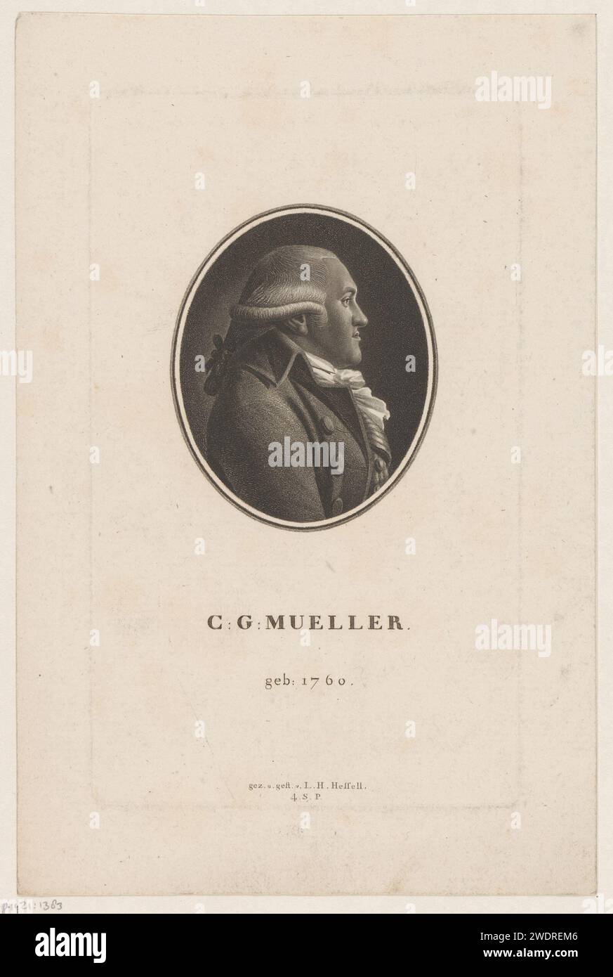 Portrait van Christian Gottlieb Müller, Leonhard Heinrich Hessell, 1767 - 1850 print   paper  historical persons Stock Photo
