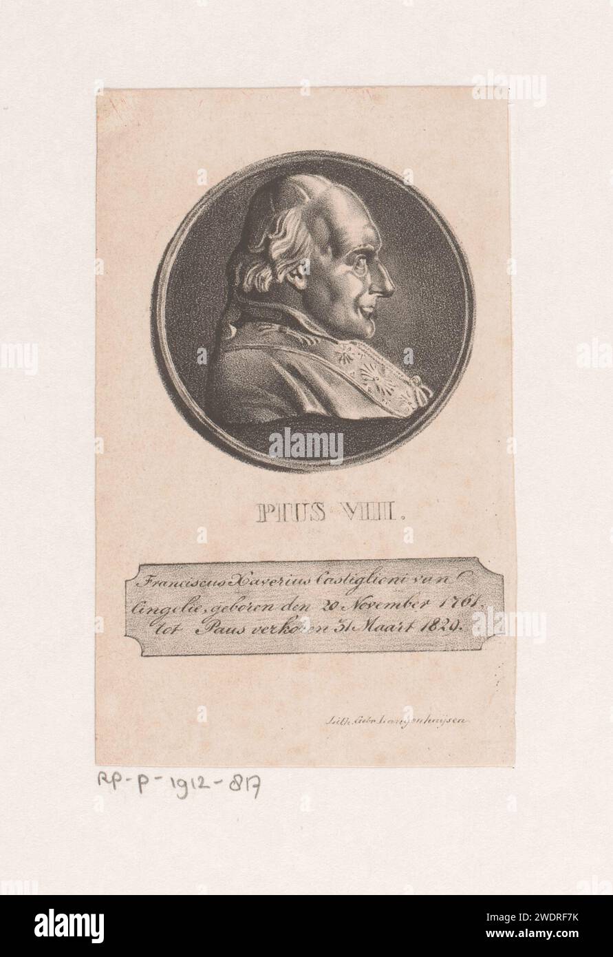 Pius 8th Menning with Pius VIII in profile, brothers van Langenhuijsen, brothers ...