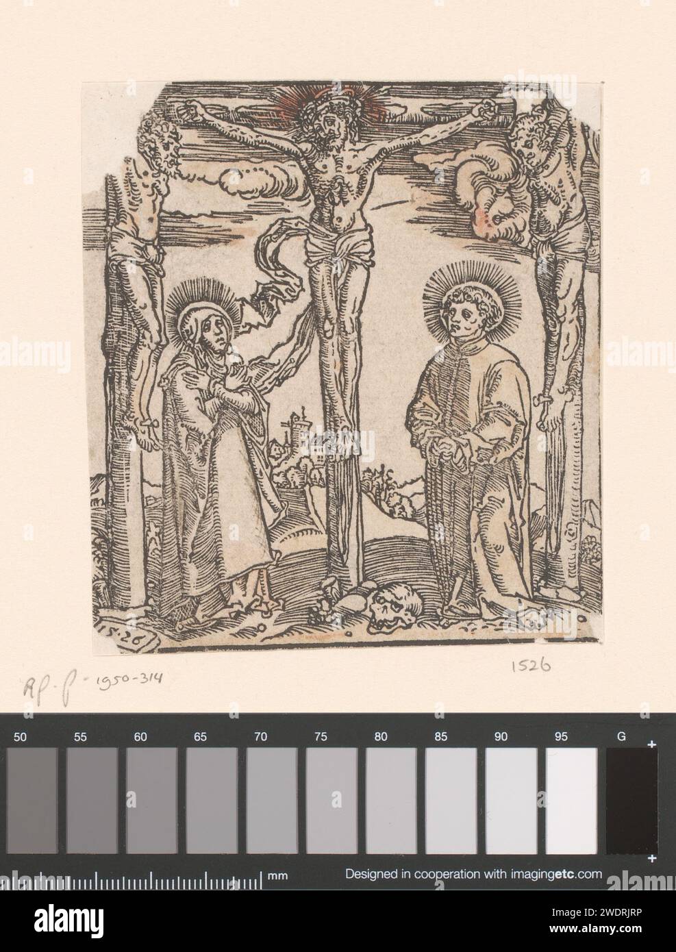 Christ on the cross with Mary, John the Evangelist and the two ...
