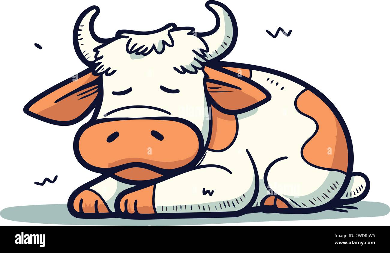 Vector illustration of a cute cartoon cow. Vector illustration of a cow ...