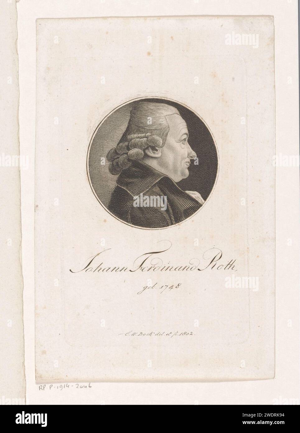 Portrait van Johann Ferdinand Roth, Christoph Wilhelm Bock, 1802 print ...