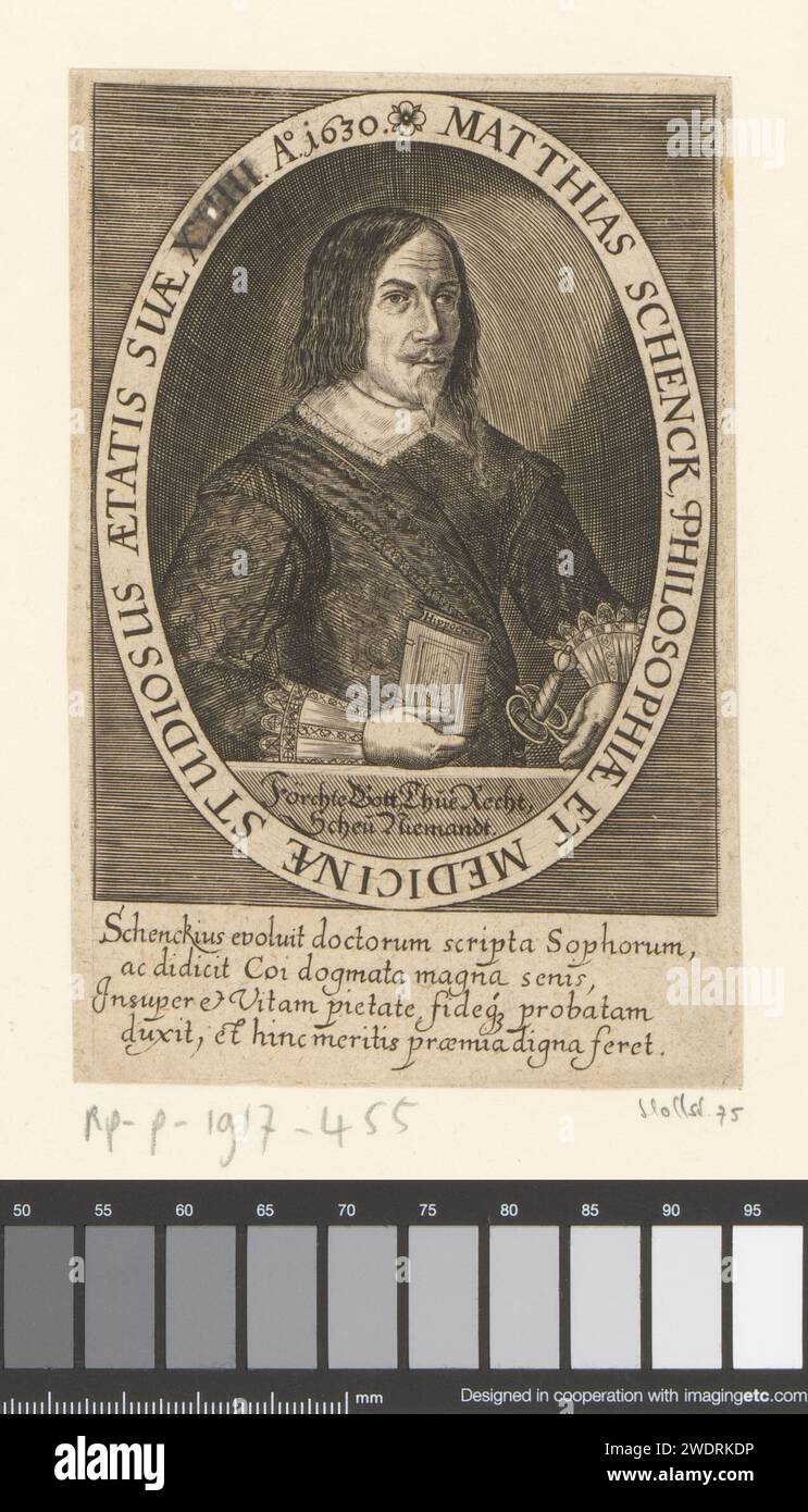 PortraT van Matthias Schenk, Johann Pfann, 1648 - 1663 print paper ...