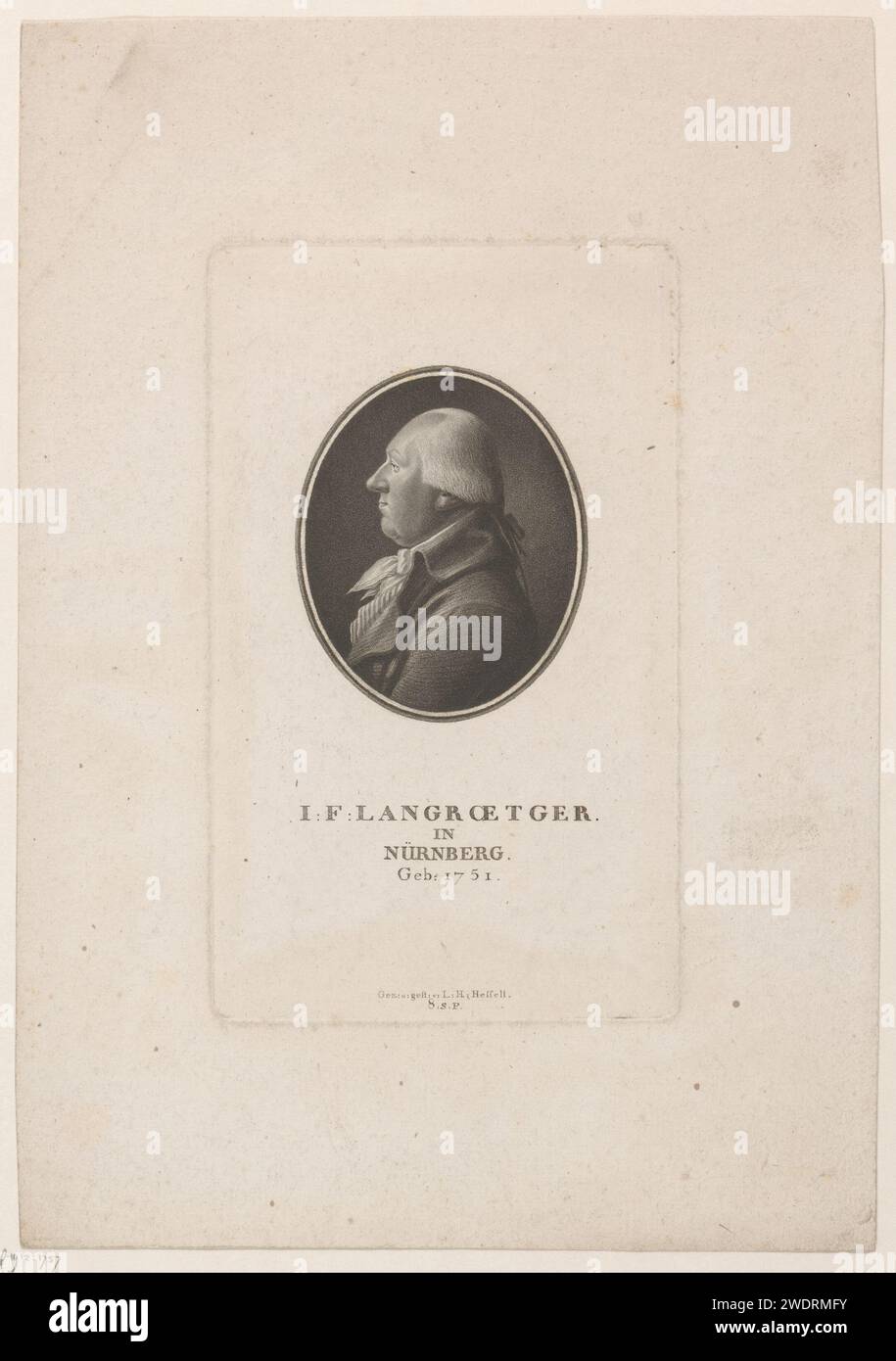 Portrait van Johann Ferdinand Langroetger, Leonhard Heinrich Hessell, 1767 - 1850 print   paper  historical persons Stock Photo
