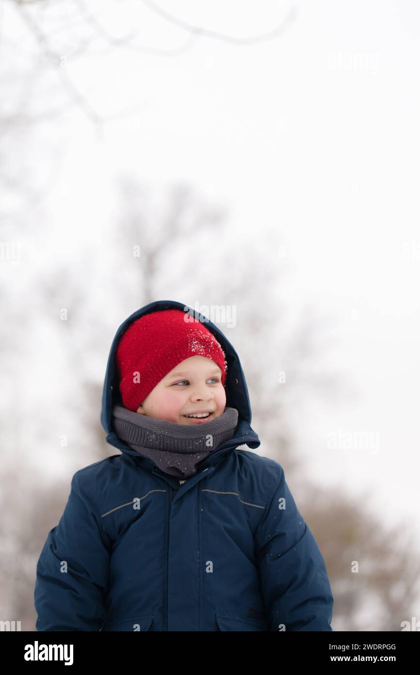 Portrait of a cheerful boy on a walk Stock Photo