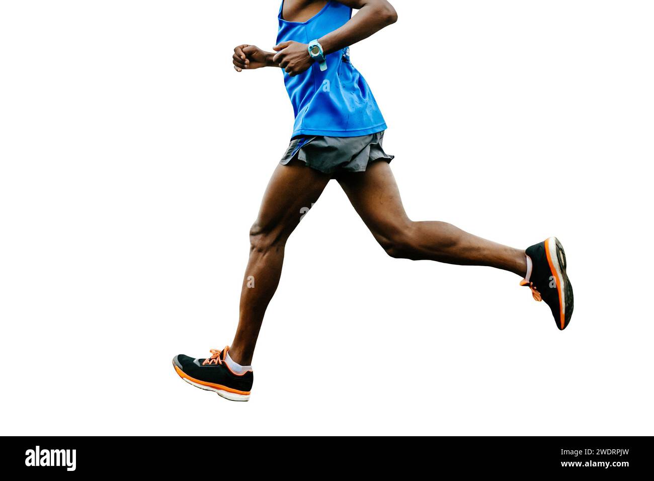 male african athlete running marathon race, legs jogger run world