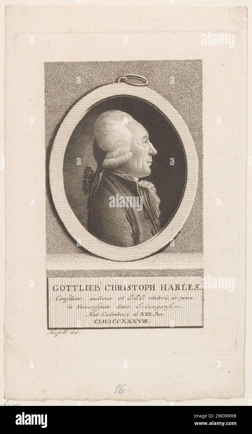 PortraT van Gottlieb Christoph Harless, Leonhard Heinrich Hessell, 1767 - 1850 print   paper engraving historical persons Stock Photo