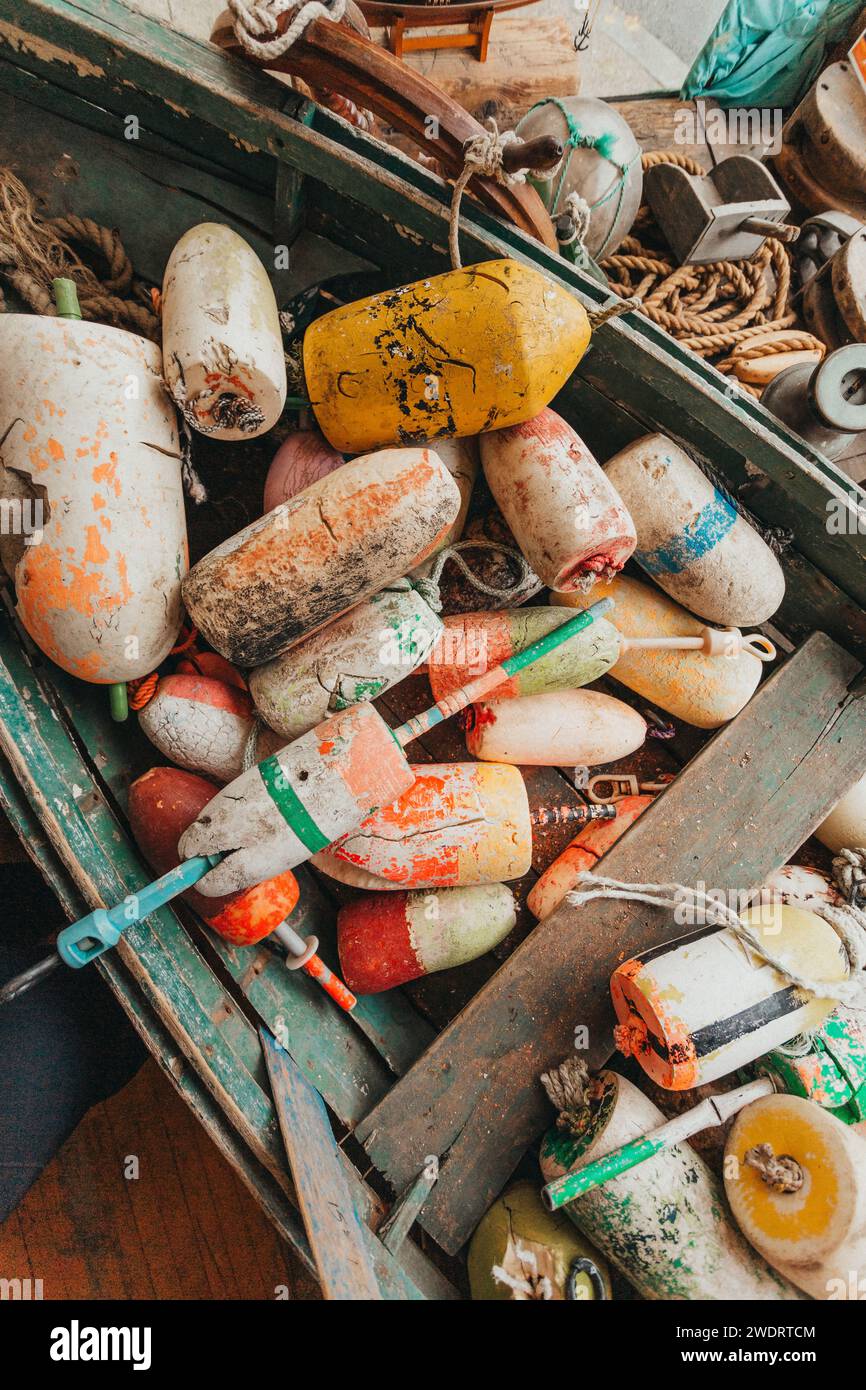 Beautiful Array of Buoys and Fisherman Supplies Stock Photo