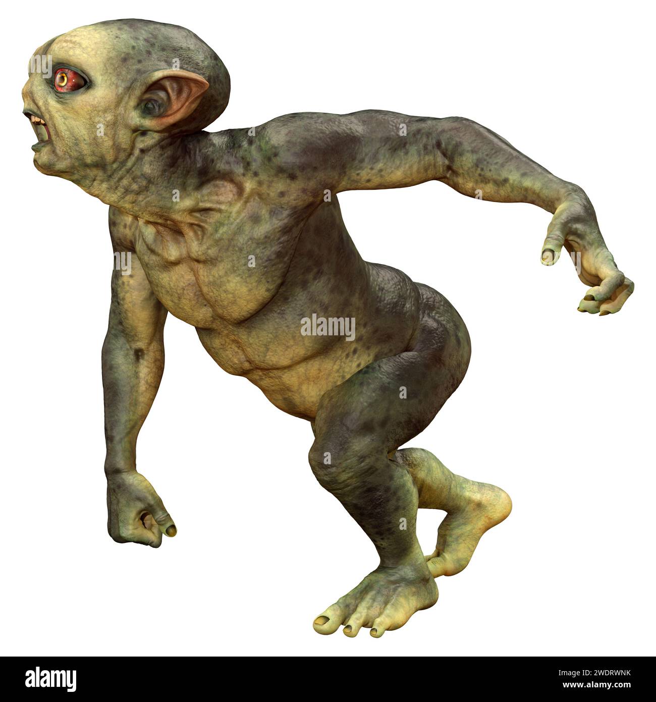 Groene Alien 3D rendering of a green alien isolated on white background Stock Photo ...