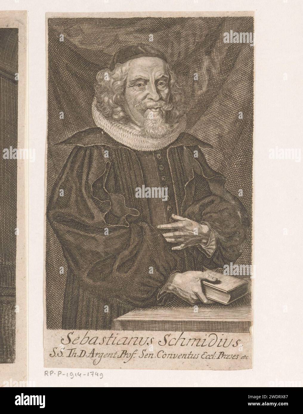 Portrait of Sebastian Schmidt, Martin Bernigeroth, 1680 - 1733 print  Leipzig paper engraving historical persons. book Stock Photo
